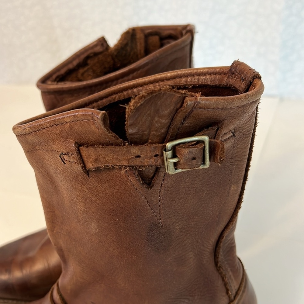 VINTAGE SHOE COMPANY WOMENS SHORT LEATHER BIKER RIDING BOOTS BROWN 7.5 - Picture 6 of 17